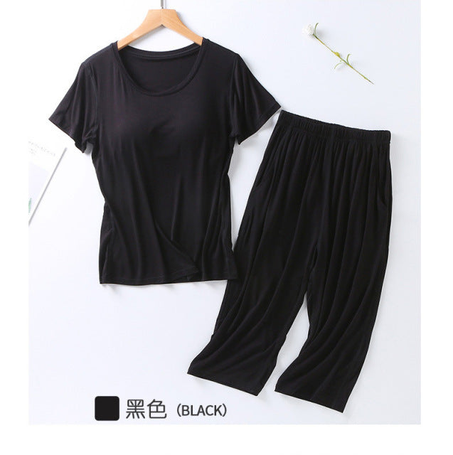 Summer New Short-Sleeved Cropped Trousers Plus Size