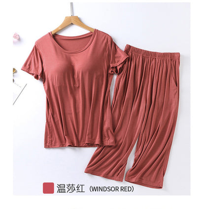 Summer New Short-Sleeved Cropped Trousers Plus Size