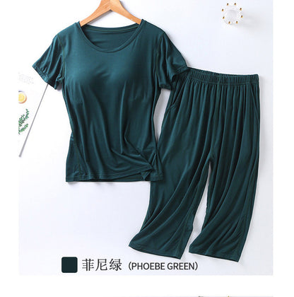 Summer New Short-Sleeved Cropped Trousers Plus Size