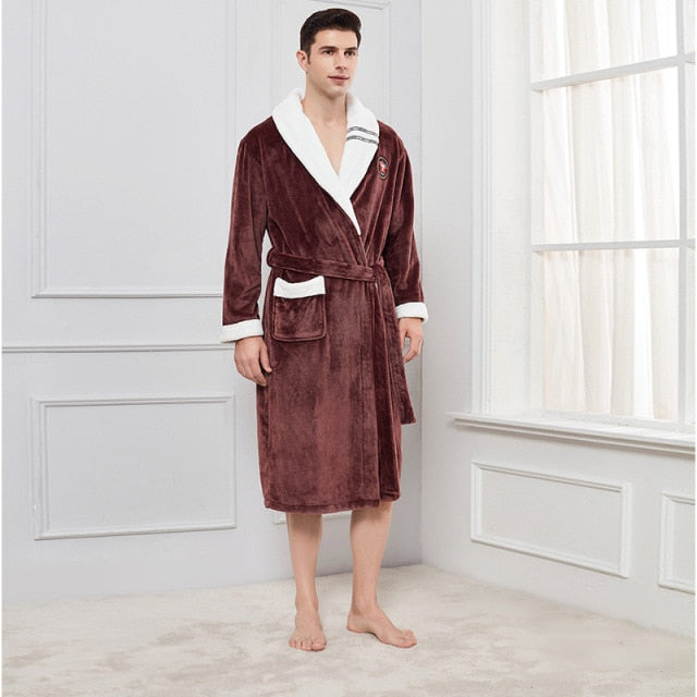 Men Fleece Women Warm + Belt House Robe