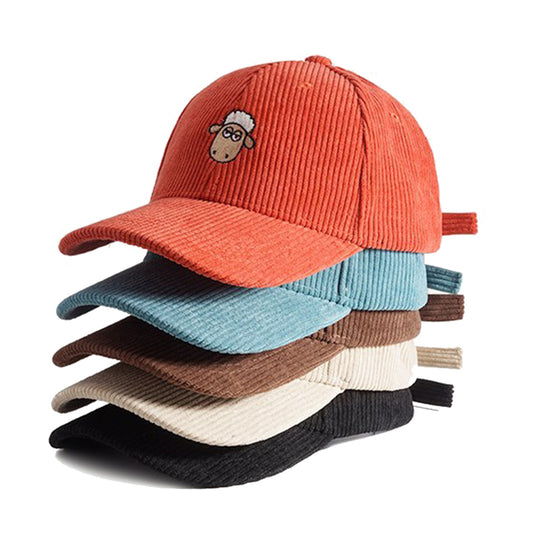 Women Cap Corduroy Cute Embroidery Cotton Snapback Fashion Cap