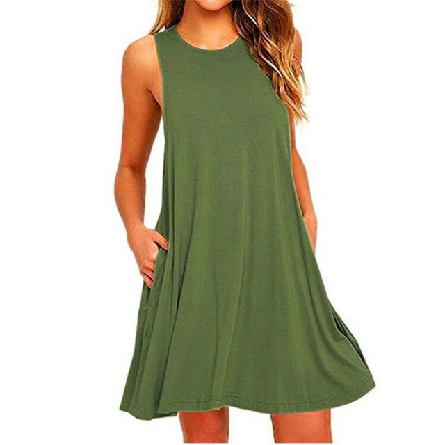 Women Mini Tank Slim Solid Fit Dress