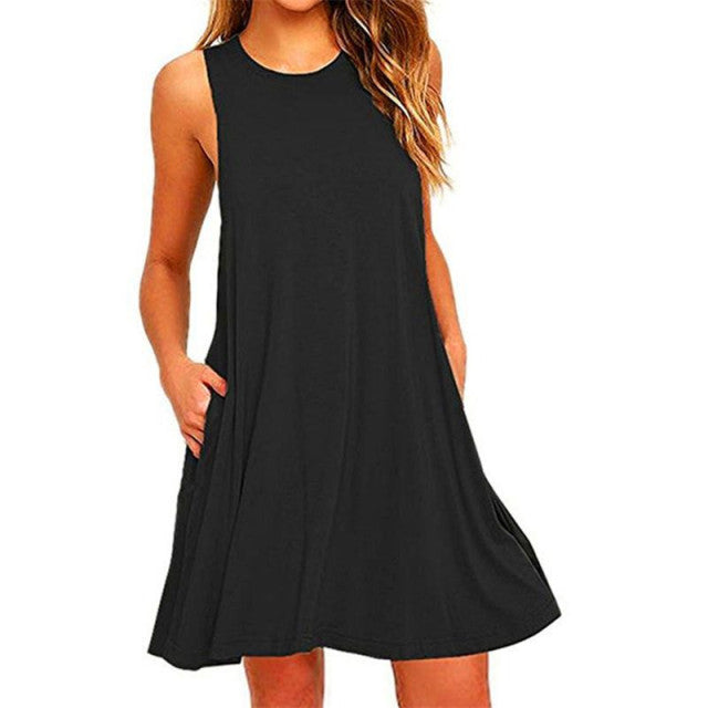 Women Mini Tank Slim Solid Fit Dress
