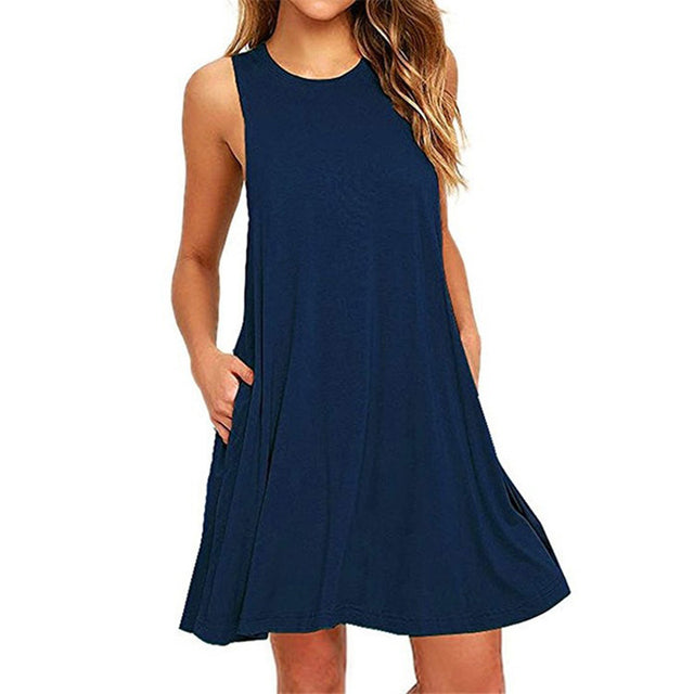 Women Mini Tank Slim Solid Fit Dress