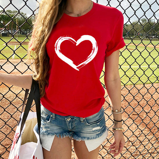 Women Casual Heart Love Printed Tops