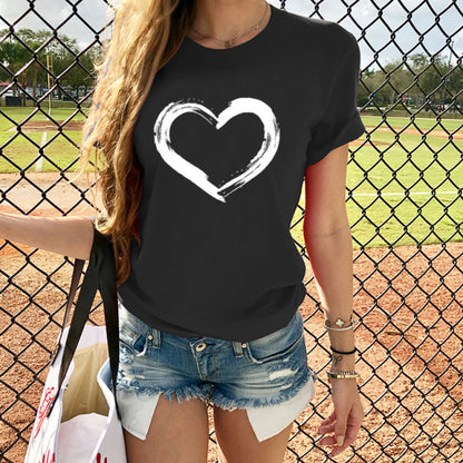 Women Casual Heart Love Printed Tops