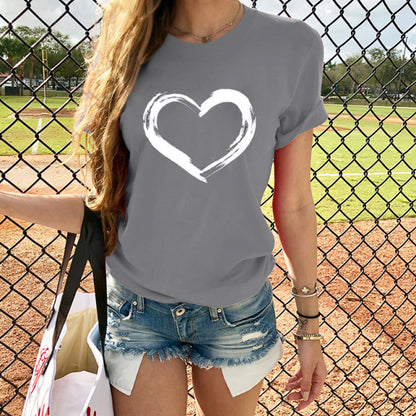 Women Casual Heart Love Printed Tops