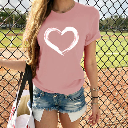 Women Casual Heart Love Printed Tops