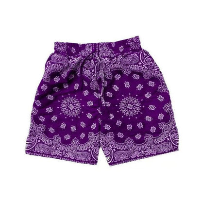 New Men Flower Retro Floral Straight Loose Beach Three-Point Shorts