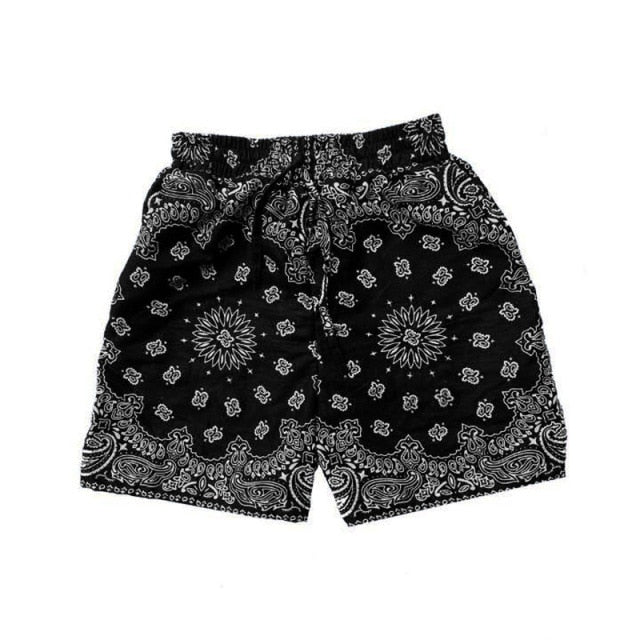 New Men Flower Retro Floral Straight Loose Beach Three-Point Shorts
