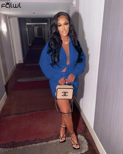 Women Two Piece Crop Top and Skirt Set