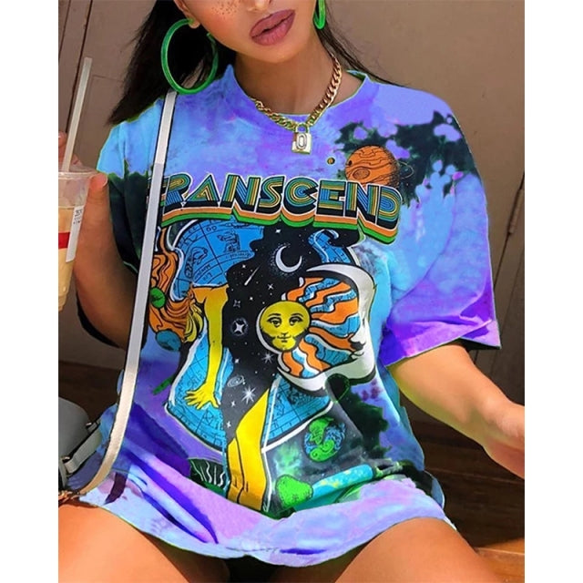 Oversized Women Graphic Top Shirt