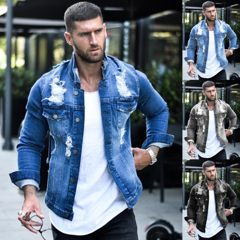 Men Denim Slim Fit Jean Coat