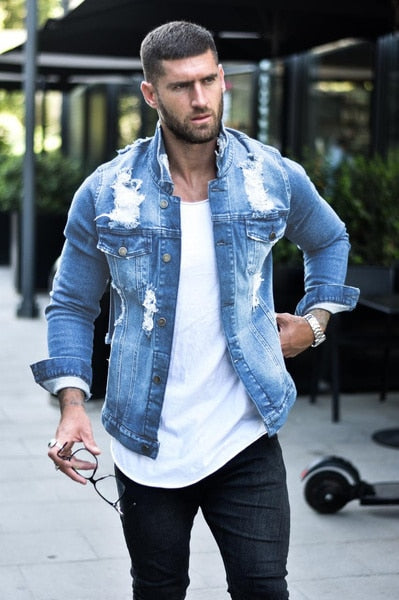Men Denim Slim Fit Jean Coat