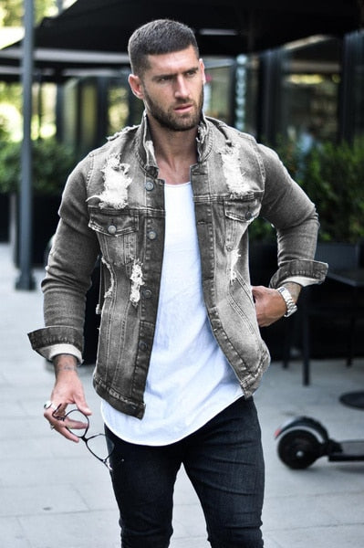 Men Denim Slim Fit Jean Coat