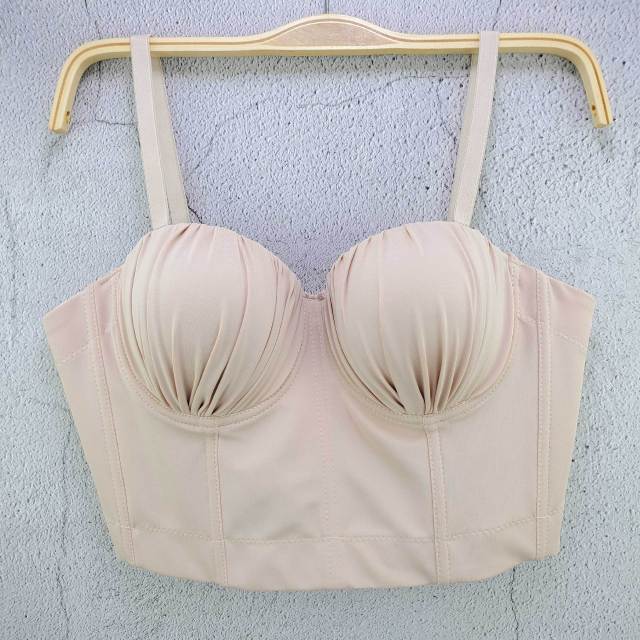 Solid Color Knit Pleated Bras Camisole Cropped Top