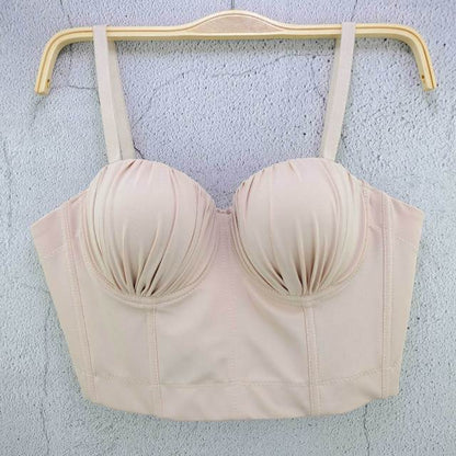 Solid Color Knit Pleated Bras Camisole Cropped Top