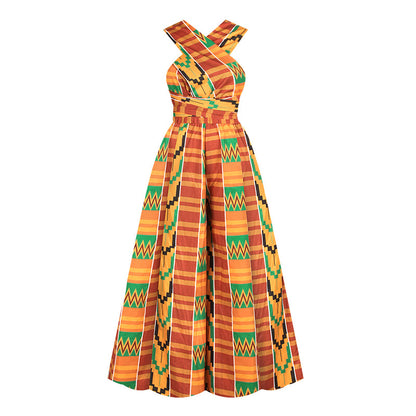 Women Sexy Boho African Jumpsuits Ankara Style DIY Bandage Rompers