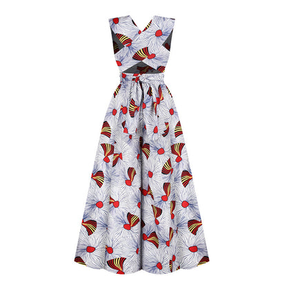 Women Sexy Boho African Jumpsuits Ankara Style DIY Bandage Rompers