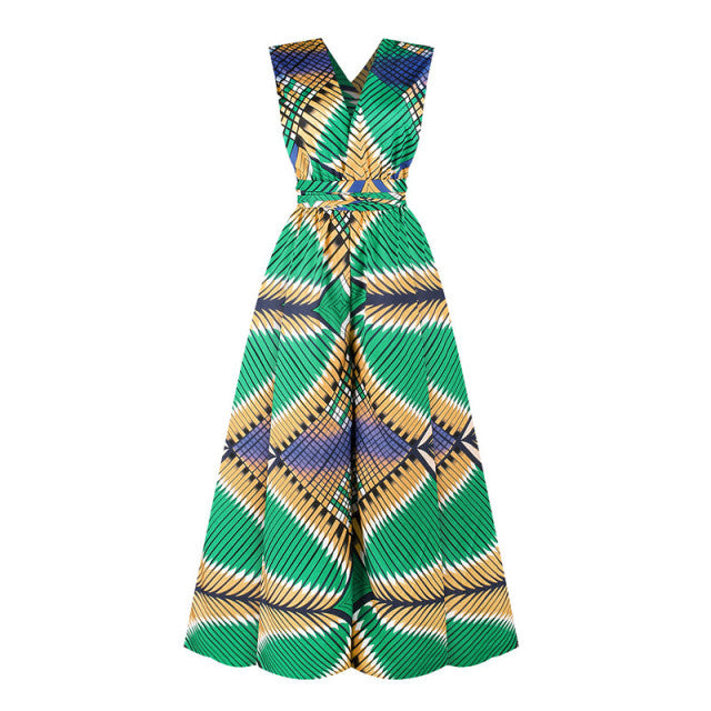 Women Sexy Boho African Jumpsuits Ankara Style DIY Bandage Rompers