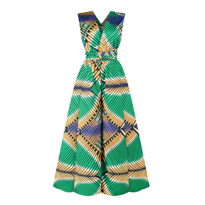 Women Sexy Boho African Jumpsuits Ankara Style DIY Bandage Rompers