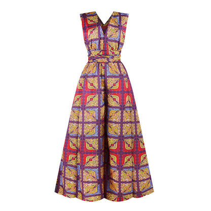 Women Sexy Boho African Jumpsuits Ankara Style DIY Bandage Rompers