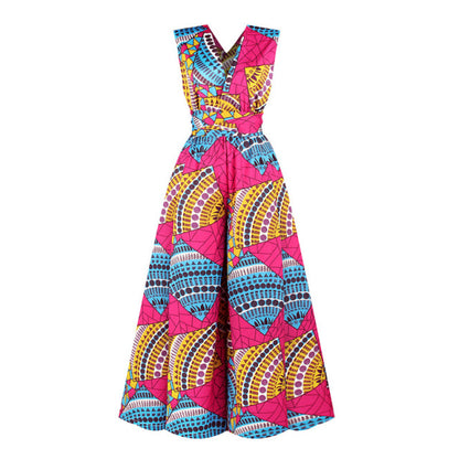 Women Sexy Boho African Jumpsuits Ankara Style DIY Bandage Rompers