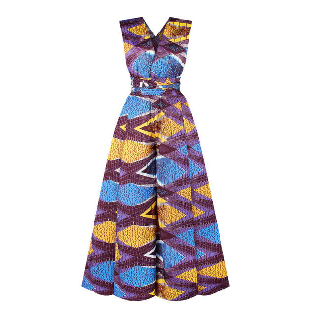 Women Sexy Boho African Jumpsuits Ankara Style DIY Bandage Rompers