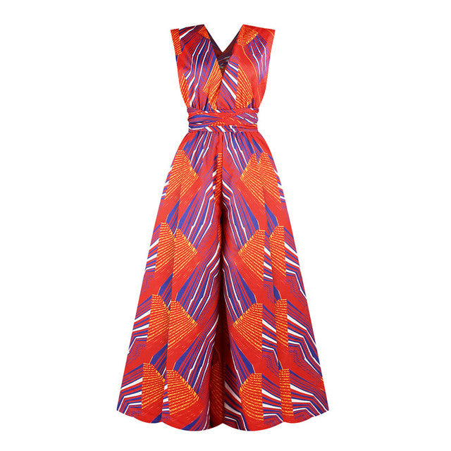 Women Sexy Boho African Jumpsuits Ankara Style DIY Bandage Rompers