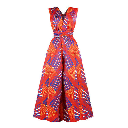 Women Sexy Boho African Jumpsuits Ankara Style DIY Bandage Rompers