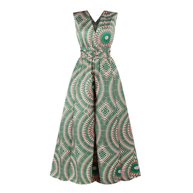 Women Sexy Boho African Jumpsuits Ankara Style DIY Bandage Rompers