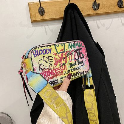 Women Graffiti Shoulder Designer Letter Printed Messenger Bag