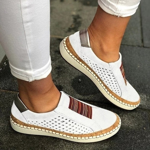 Ladies Low-cut White Flats Canvas Vulcanize Shoes 35-43( 4-12
