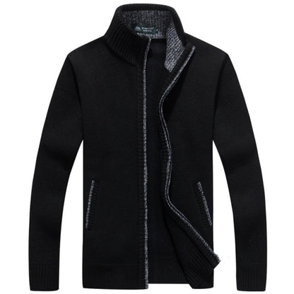 Men Zipper Knitted Thick Warm Casual Knitwear Cardigan Jacket