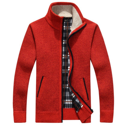 Men Zipper Knitted Thick Warm Casual Knitwear Cardigan Jacket