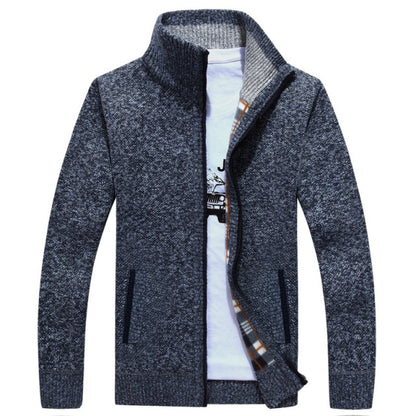 Men Zipper Knitted Thick Warm Casual Knitwear Cardigan Jacket