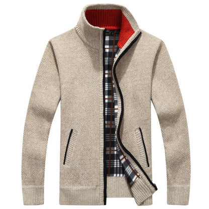 Men Zipper Knitted Thick Warm Casual Knitwear Cardigan Jacket