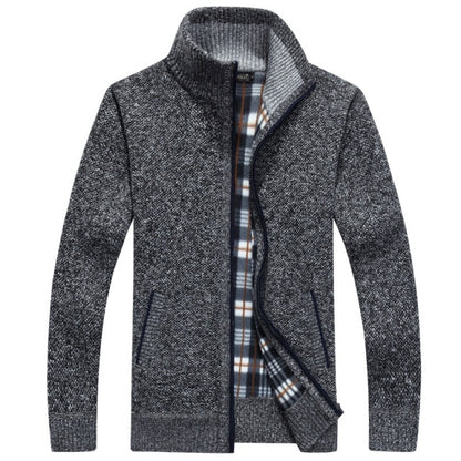 Men Zipper Knitted Thick Warm Casual Knitwear Cardigan Jacket