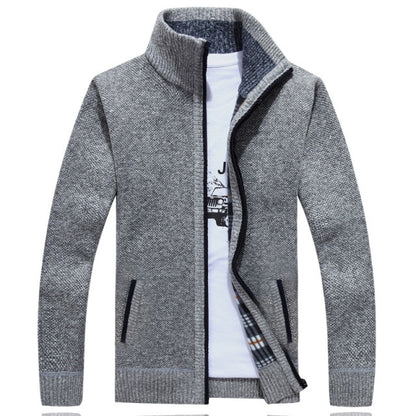 Men Zipper Knitted Thick Warm Casual Knitwear Cardigan Jacket