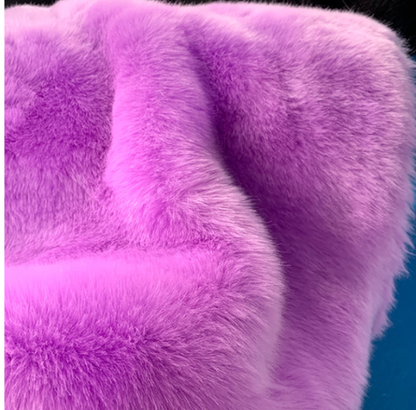 Women High Quality Cropped Faux Fur Fluffy Hooded Coat