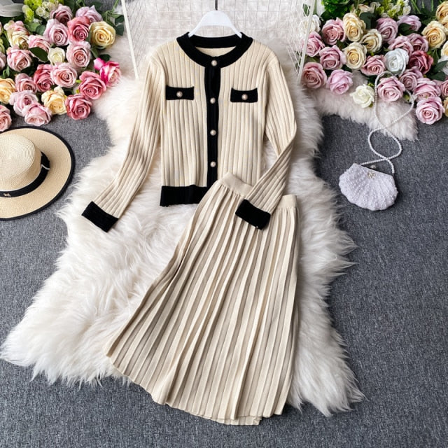 High Quality Knit 2 Piece Skirt Set