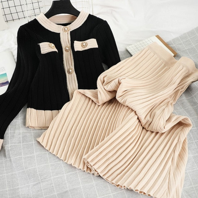 High Quality Knit 2 Piece Skirt Set