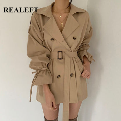 New Autumn Winter Khaki Loose Flare Sleeve Women TrenchCoat