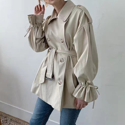 New Autumn Winter Khaki Loose Flare Sleeve Women TrenchCoat