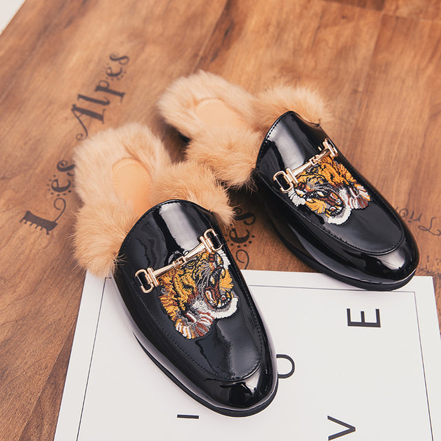Designer Men Genuine Leather Brand Luxury Slippers