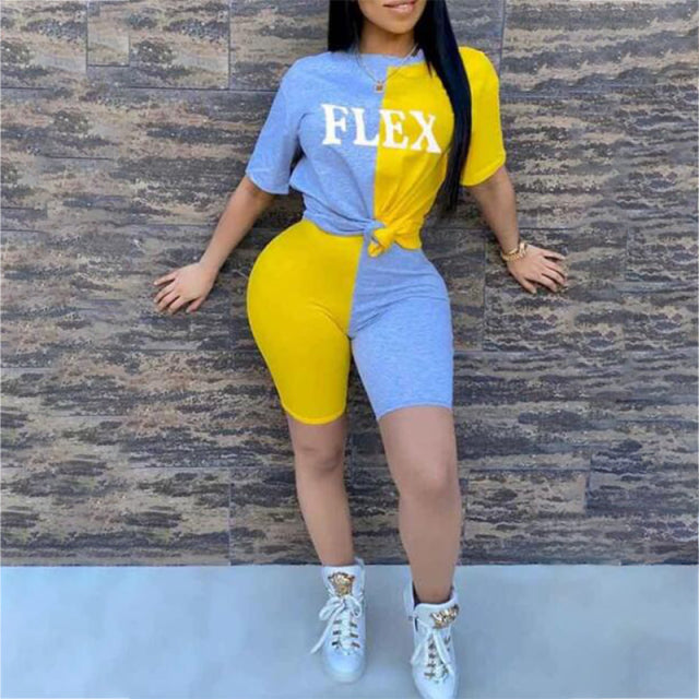 Women FLEX Printed Short Two Piece Set