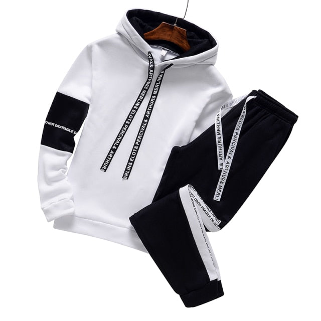 Men Hoodie Sweatshirt+Sweatpants 2 Piece Set