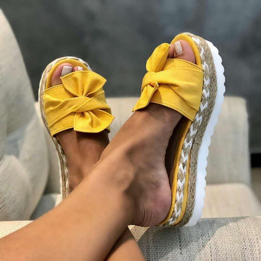 Women Bow Tie Wedges Sandals