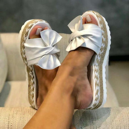 Women Bow Tie Wedges Sandals