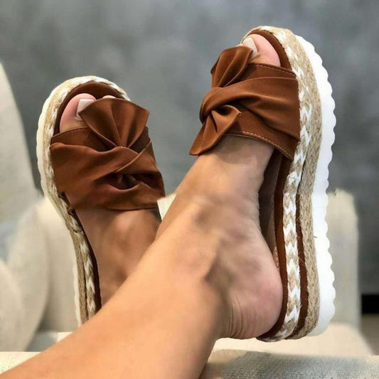 Women Bow Tie Wedges Sandals